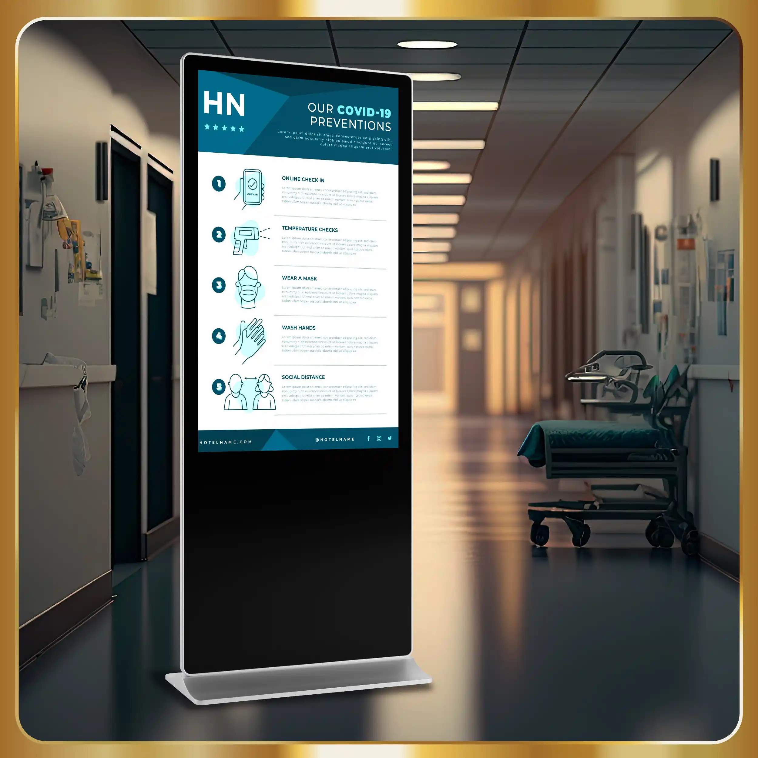 An airport kiosk with information on it.